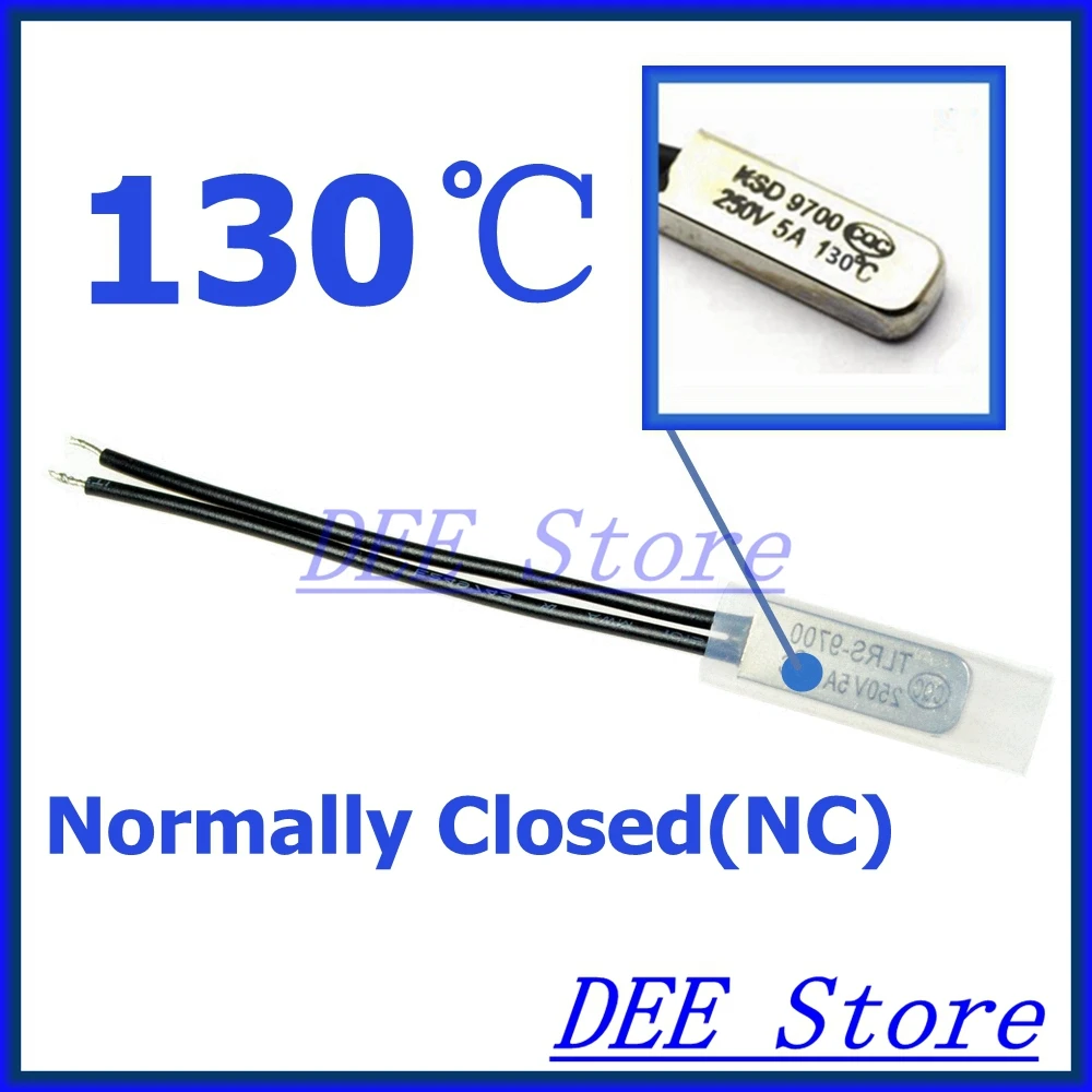 

10Pcs/lot 130C Degree Celsius NC Normal Close Thermal Protector Sensor Thermostat temperature control fuse 250V 5A KSD9700