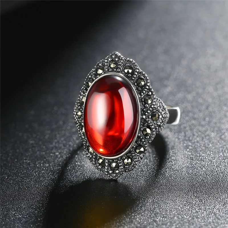 V. YA 925 пробы серебряные овальные каменные кольца для женщин винтажный вид античный цветок Обручальные кольца ювелирные украшения