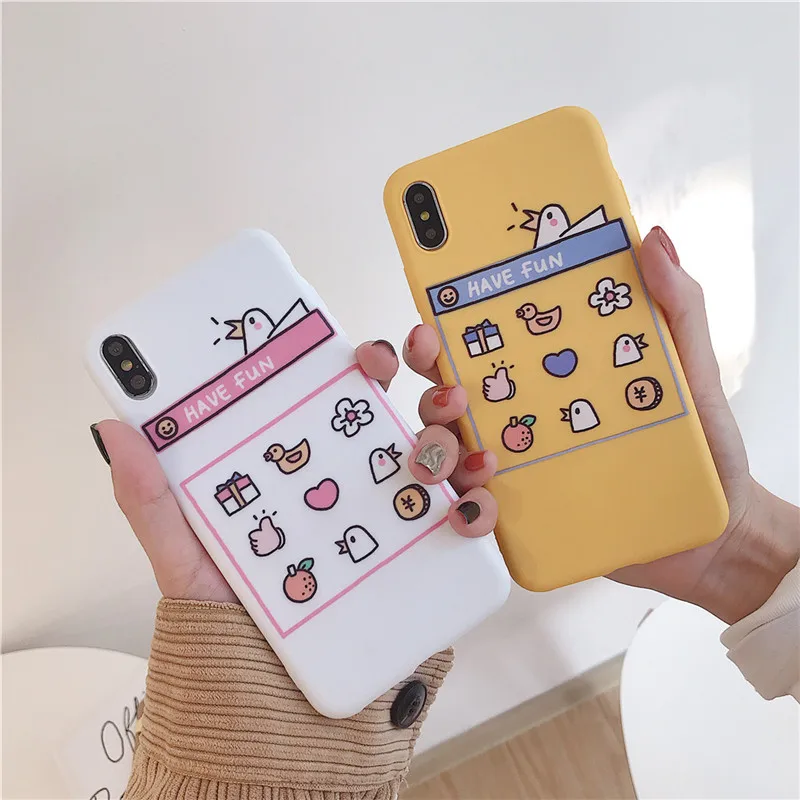 

GYKZ Funny Animal Flower Fruit Pattern Case Cover For iPhone 6 6s XS MAX XR X 7 8 Plus White Yellow TPU Phone Coque Letter Shell