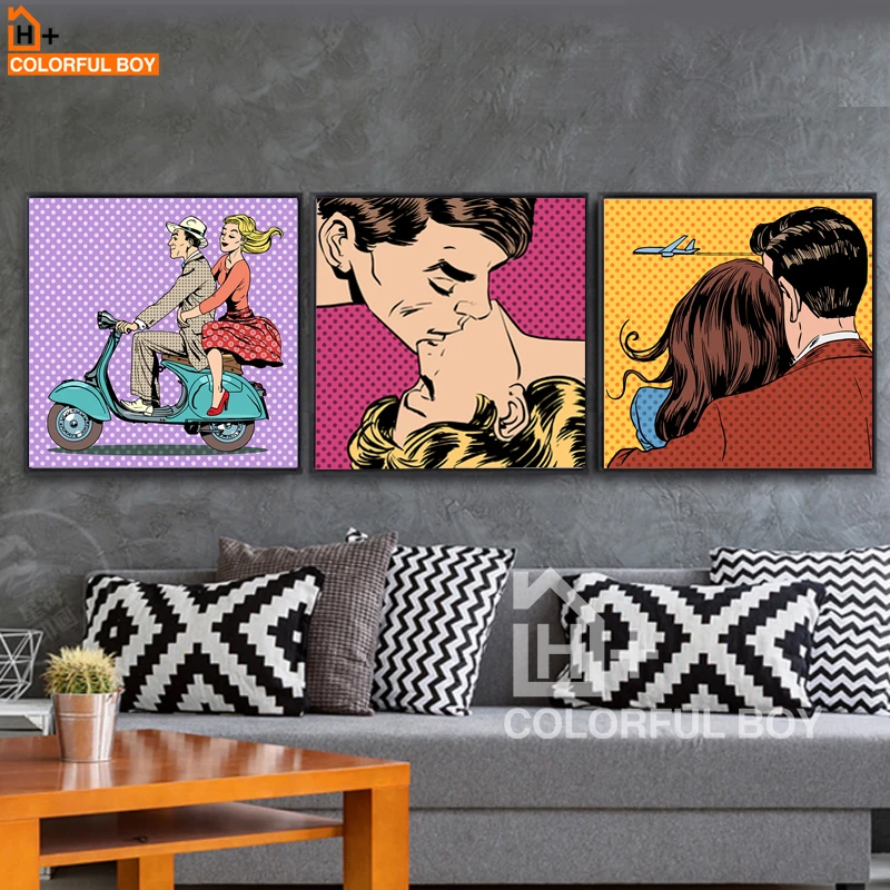 COLORFULBOY Romantic Love Story Modern Wall Art Canvas Painting Pop Art