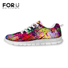 FORUDESIGNS/женская повседневная обувь с 3D принтом граффити; Осенняя обувь на плоской подошве для девушек-подростков; обувь для отдыха на плоской подошве; zapatos mujer