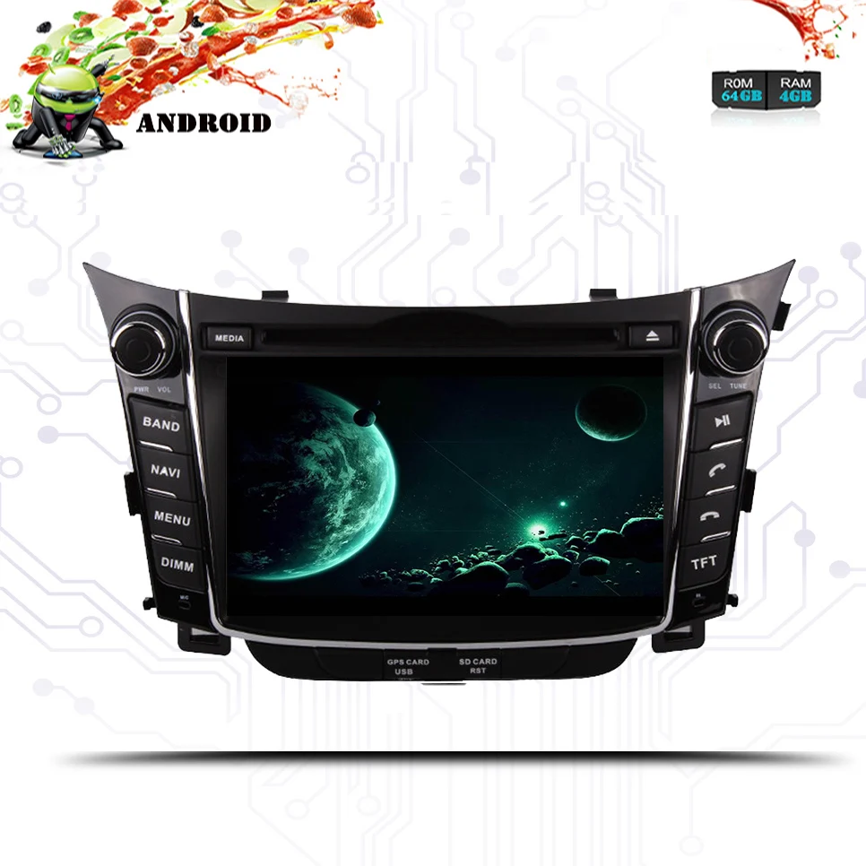 Best 7inch 8 Core Android 9.0 RAM 4G ROM 64G CAR gps Navigation Radio For Hyundai I30 2012-2016 Car DVD Player wifi BT MAP 1