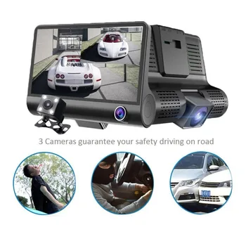 

4.0'' 3 Way Car DVR Camera Video Recorder Rear View Auto Registrator With Two Cameras Dash Cam DVRS Dual Lens Blackbox