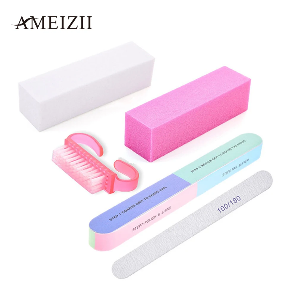 AMEIZII 5 teile/satz Nagel Datei Puffer Pinsel Nägel Kunst Tipps Durable Polieren Schleifen Dateien Block für Nagel Gel Polnischen Maniküre werkzeuge