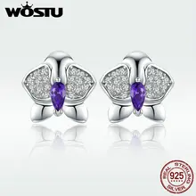 WOSTU, Новое поступление, 925 пробы, серебро, Бабочка, маленькие серьги, серебро, прозрачный CZ, серьги-гвоздики для женщин, роскошные 925, ювелирное изделие, DAE036