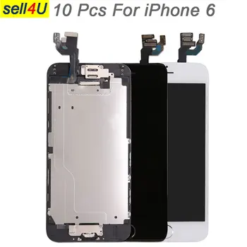 

10 PCS/lot For iPhone 6,LCD screen with home button front camera earpiece speaker assembly, display touch screen replacement