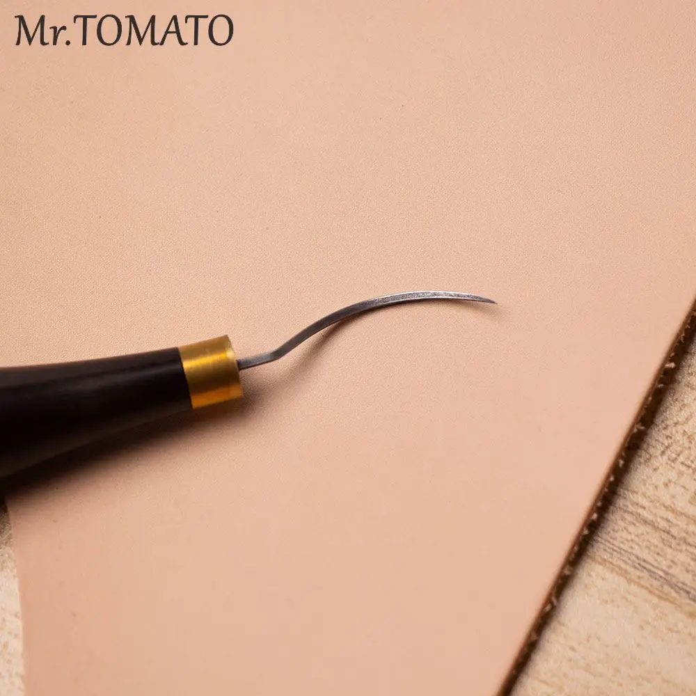 

1pc high quality Professional Awl Sewing Tool Hole Punching Leather craft Wood Handle Steel curve awl Craft Stitching DIY Tools