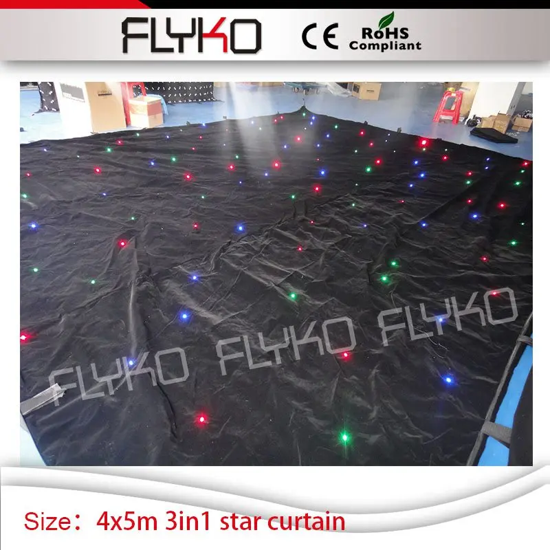 

Free shipping party projector lights RGB3in1 full color 4m high*5m width led color changing star curtain light
