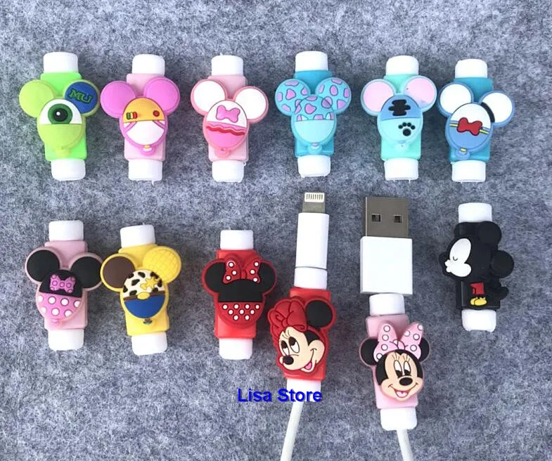 12pcs/6 pairs Universal Cartoon USB Charger Cable Winder Earphone Cable Cord Protector Cable Bite For iPhone Samsung Cell Phone