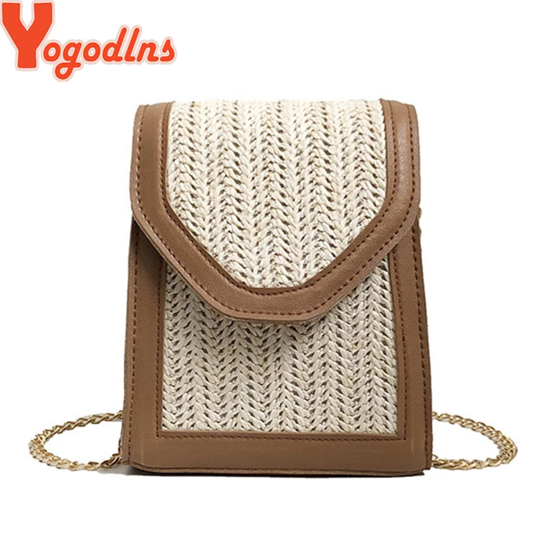 

Yogodlns 2019 3 Colors New Style Women Bag Square Straw Shoulder&Crossbody Bag Rattan Handmade Woven Bag Fanshion Messenger Bag