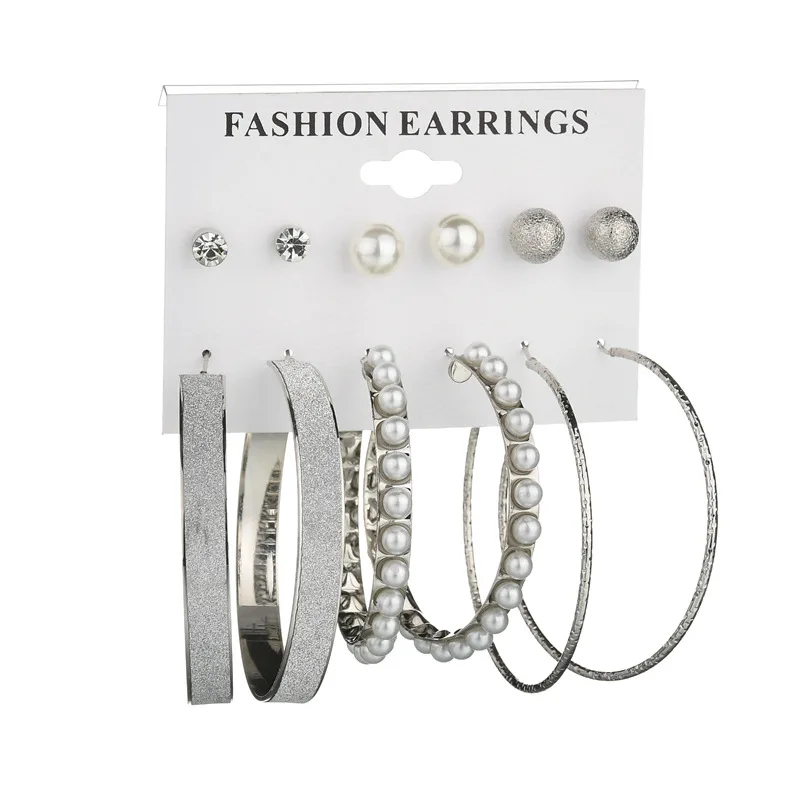 

Fanqieliu Hoop earing Women earrings combination Set Sale carnations silver pack pendientes mujer Hot woman earring FQL196271