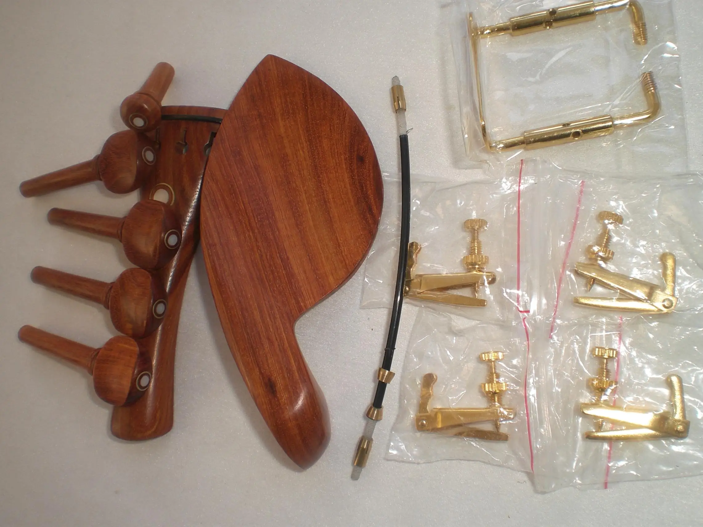 1 Set Rose Wood Fiddle Parts with Gold Color Chin Rest and 4 Violin Tuners & Nylon Tail Gut From 1/4 1/2 3/4 and 4/4|wood parts|violin partsviolin parts 4/4 - AliExpress