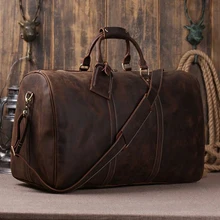 Кожаные мужские дорожные сумки Boston Crazy Horse, дорожная сумка для багажа, большая дорожная сумка из натуральной кожи, Мужская большая сумка на плечо для выходных