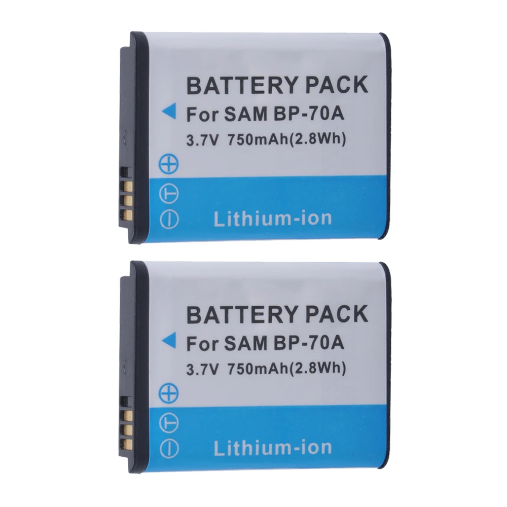 2 Pcs Bp-70A Bp70A Batteria Per Samsung St95 St100 St6500 Sl50 Sl600 Tl205 Wb30F Wb35F Dv150F Es65 Es67 Mv800 Pl80