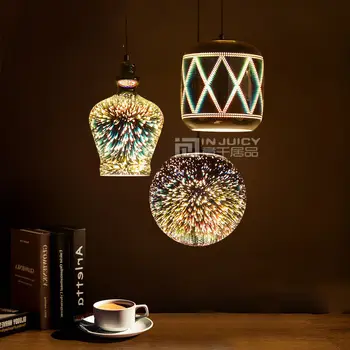 

Modern E27 LED Glass 3D Reflector Fireworks Ball Ceiling Light Lamp Fixtures Droplight Chandeliers Home Bedroom Hall Bar Decor