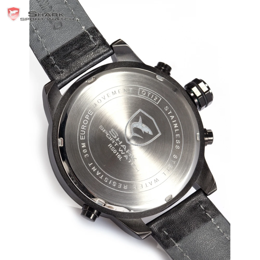 Requiem Shark Sport Watch 6 Hands Calendar Dual Time Zone Black Dashboard Leather Band 3ATM Waterproof Men Military Clock /SH210 Requiem Shark Sport Watch 6 Hands Calendar Dual Time Zone Black Dashboard Leather Band 3ATM Waterproof Men Military Clock /SH210