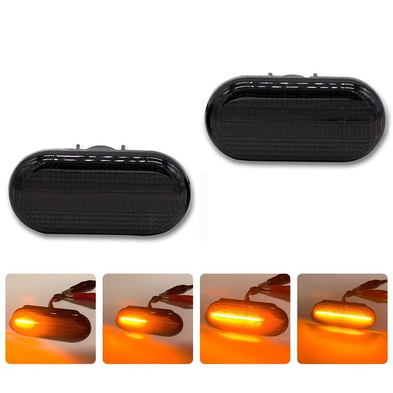 SUNKIA LED Side Marker Light for Smart 453 FORTWO- Error Free OEM Plug Turn Signal Lamp Amber Flowing Light - Emitting Color: Smoke Cover