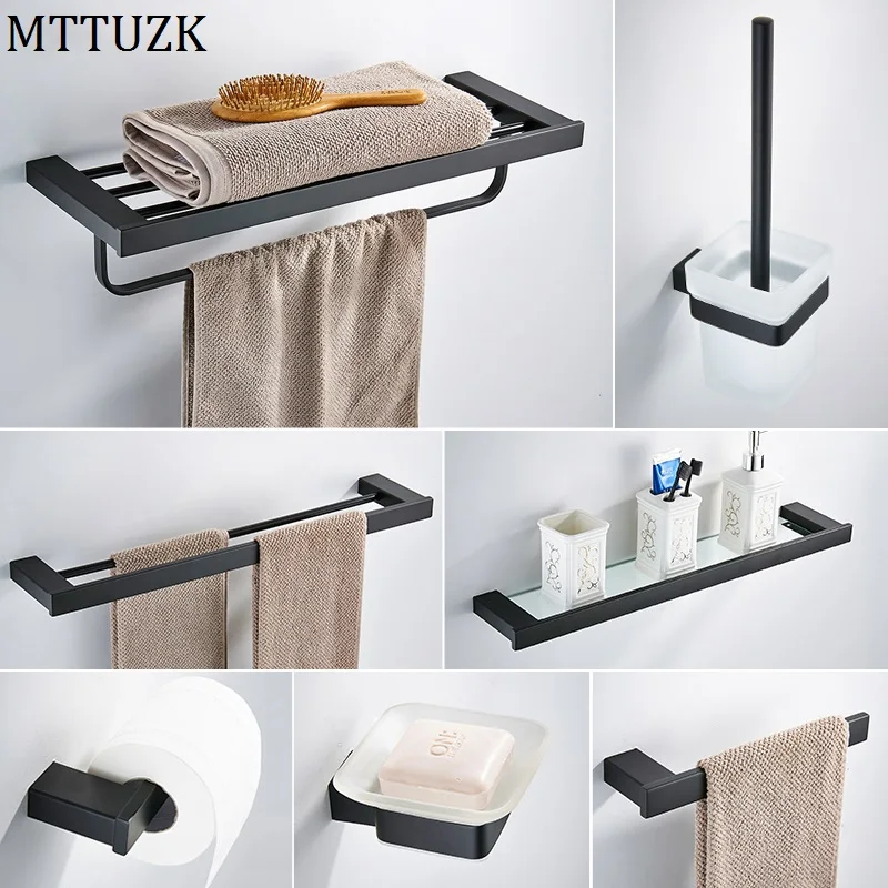 Вешалка для полотенец MTTUZK 304 из нержавеющей стали вешалка черная полка Набор