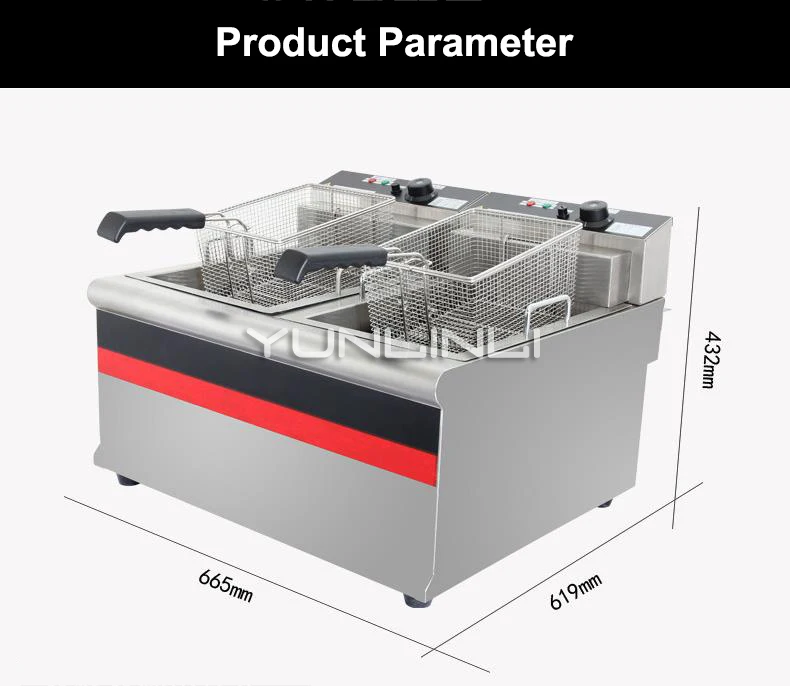 Коммерческий двойной бак Электрический Фритюрница из нержавеющей стали Elctric жарочная машина промышленная фритюрница IDZL-904