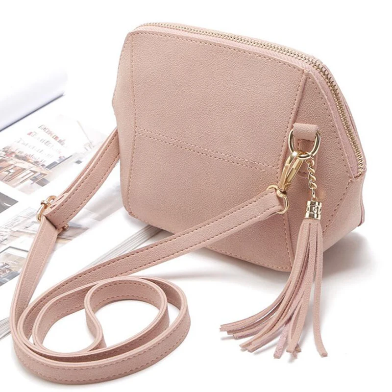 Nubuck أكياس Crossbody للنساء شرابة حقيبة يد البسيطة حقيبة كتف الإناث بو الجلود رفرف رخيصة حقيبة ساع الصلبة