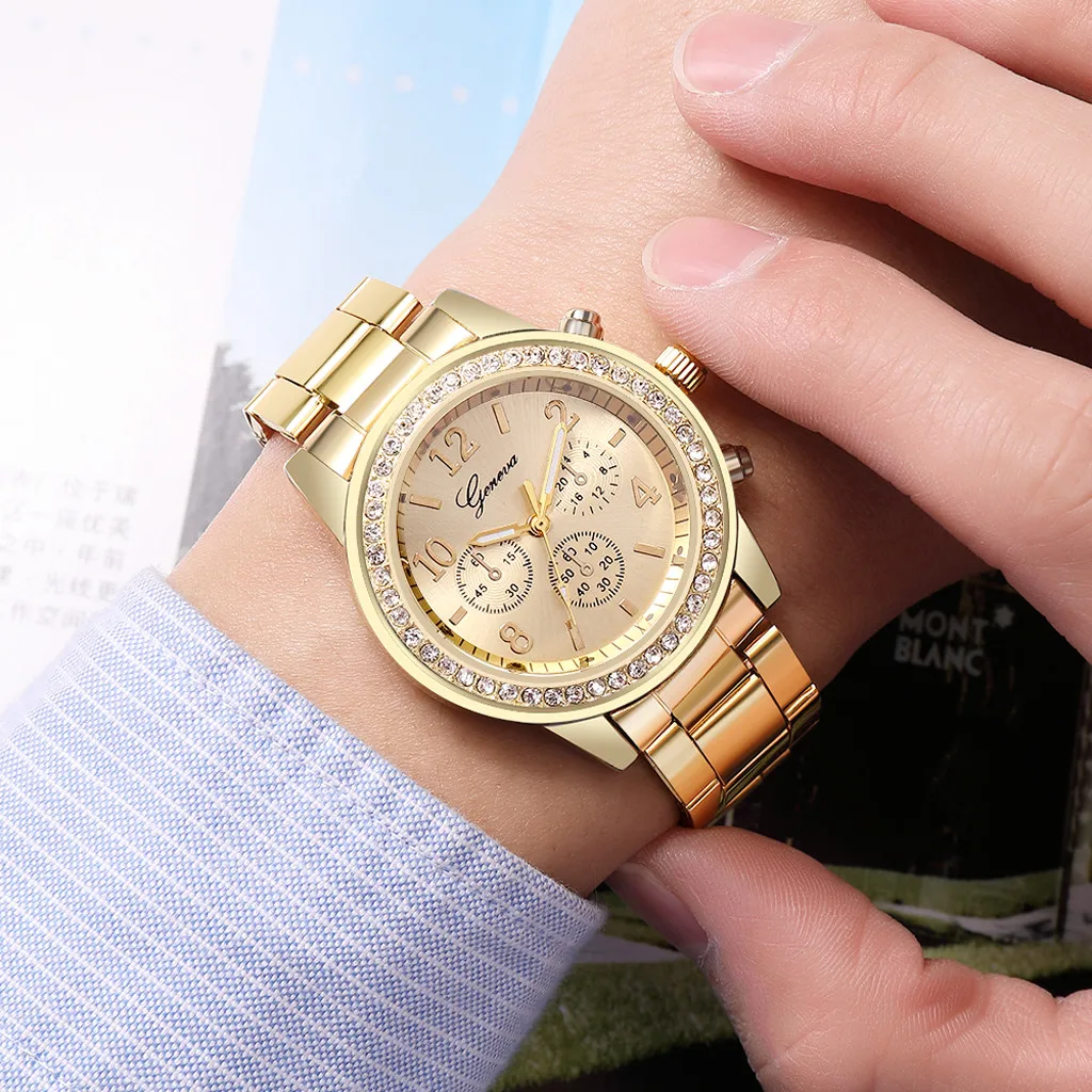 

Ladies Quartz Wristwatch relojio mujer Geneva Men Stainless steel Watch Leisure Ladies quartz wristwatch Women es Gift Feminino