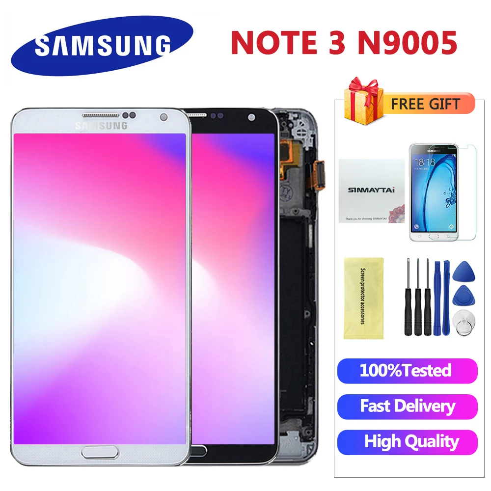 

High Quality Note 3 LCDs For Samsung Galaxy Note 3 N9005 N900A LCD Display Frame Touch Screen Digitizer Bright Adjustment