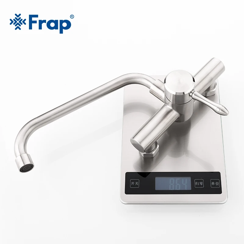  Frap Wall Mounted Double Holes Flexible Kitchen Faucet Mixer Sink Tap Wall Kitchen Faucet Hot and C - 32921016541