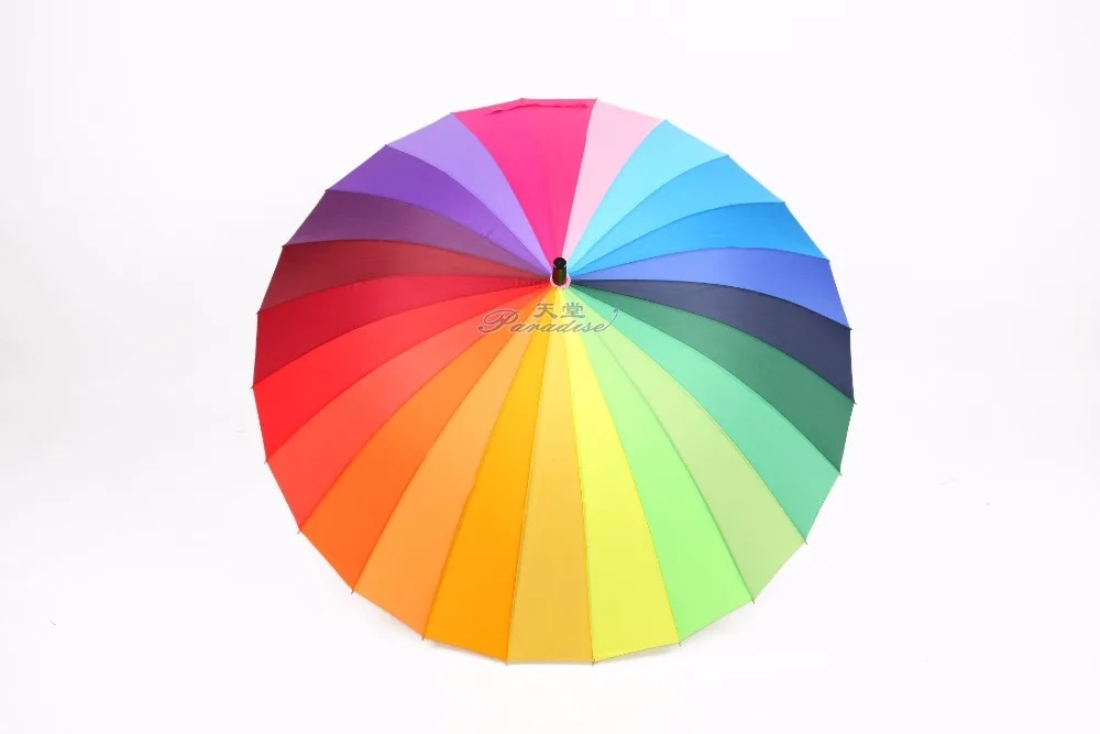 Fashion Women parasol Rainbow Umbrella Big Long Handle Straight Colorful Umbrella Female Sunny And Rainy Umbrella