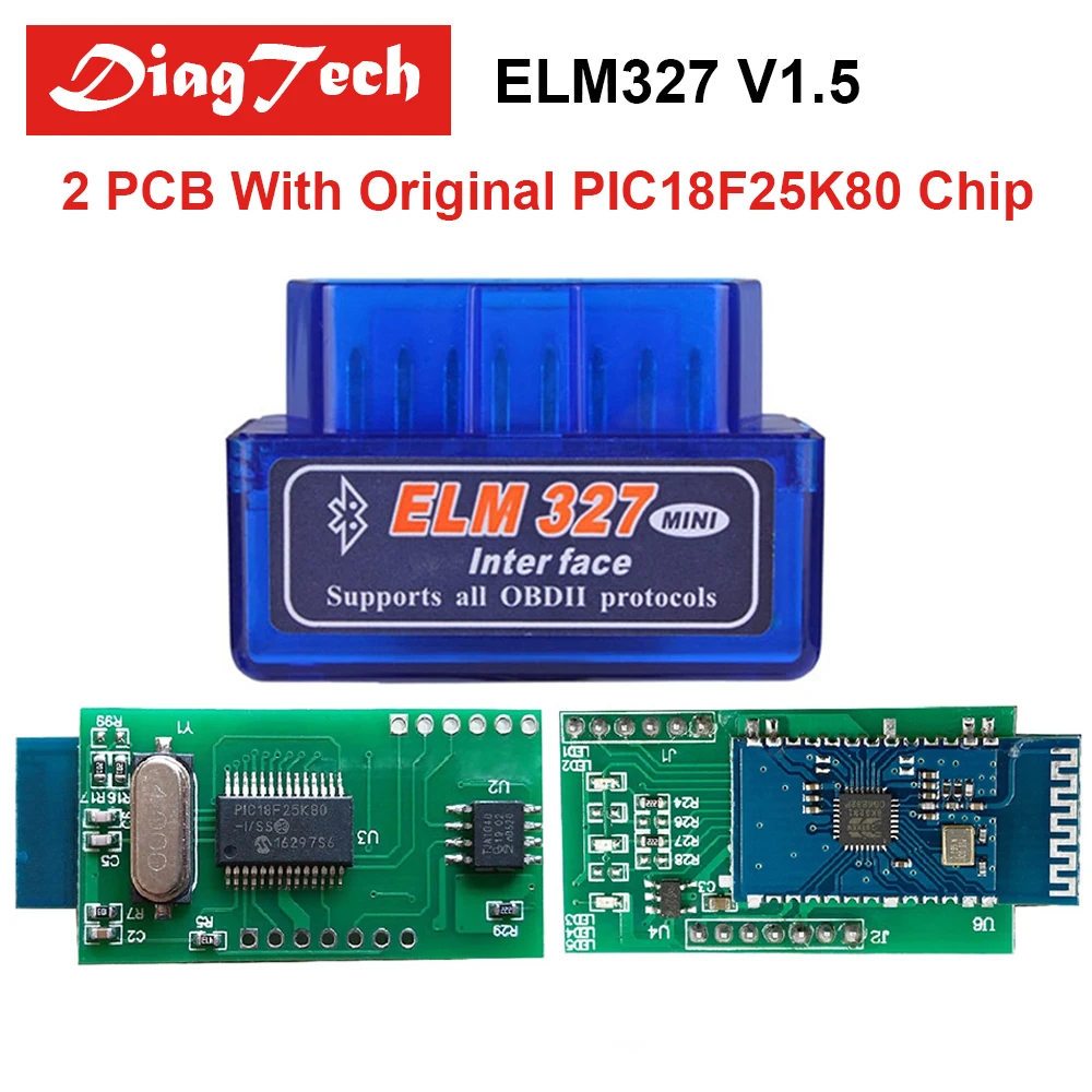 Super Mini ELM 327 Bluetooth V1.5 With Original PIC18F25K80 Chip ...