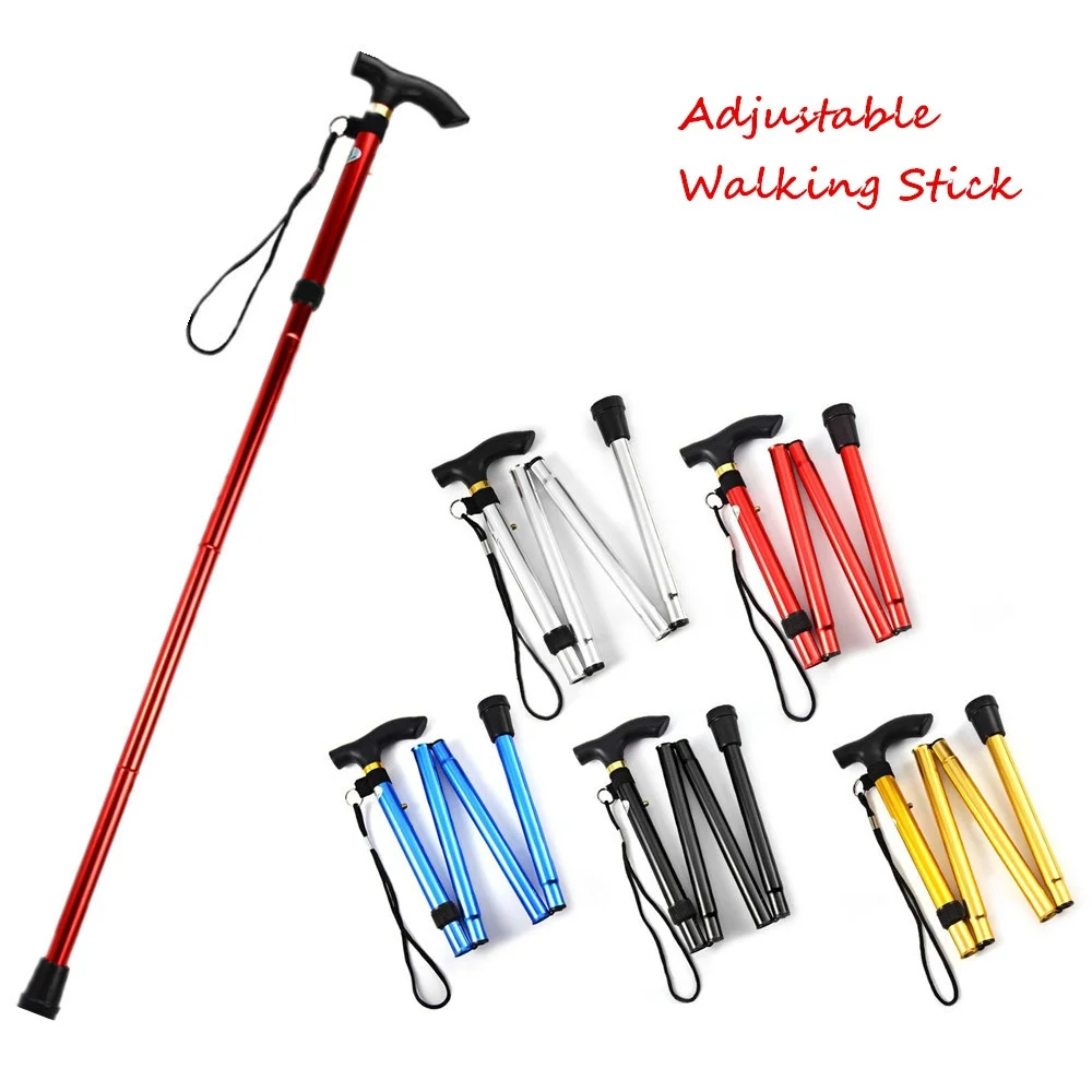 

4-section Folding Ultralight Adjustable Walking Sticks Telescopic Trekking Hiking Poles Walking Canes with Rubber Tips Protector