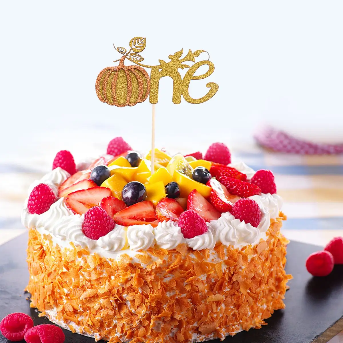 

5pcs Number One And Pumpkin Cake Topper Cupcake Toppers Creative Happy Birthday Party Favors Cake Picks Food Decoration Supplies