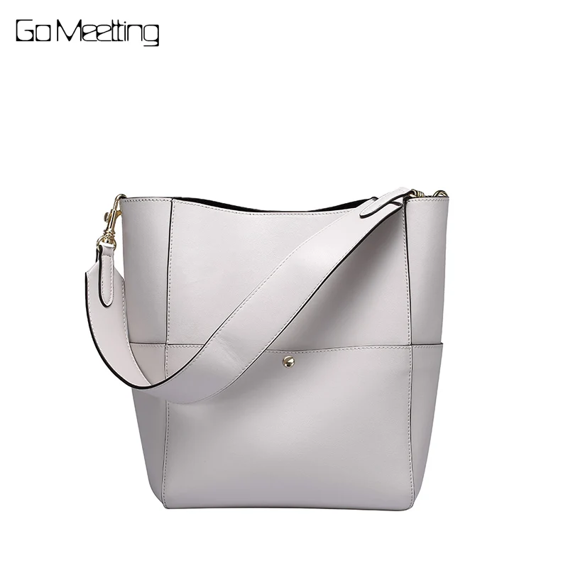 

Go Meetting bucket bag ladies genuine leather bag for women 2018 large handbag bolsa feminina shoulder bags black tote mochila