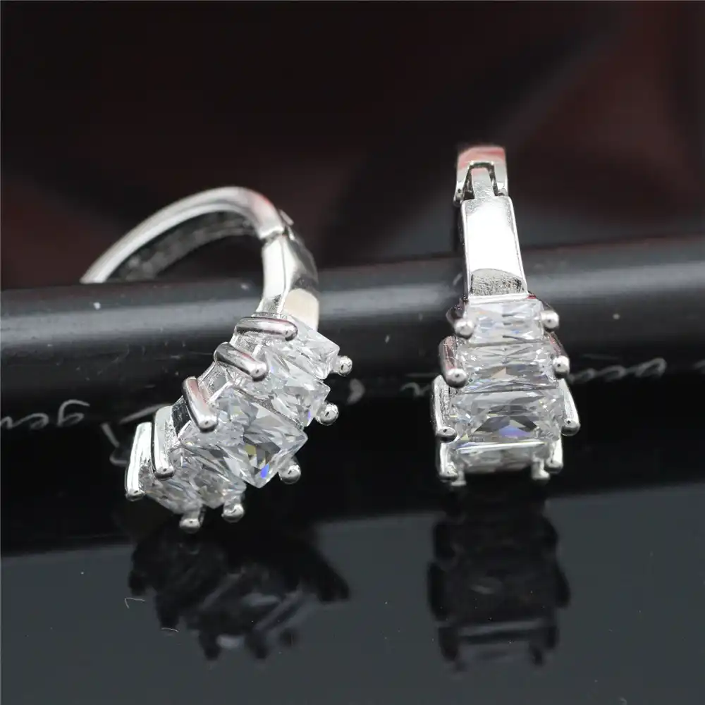 2017 Бесплатная доставка, ювелирные изделия из стерлингового серебра 925 пробы, двухрядная микроинкрустация циркония, серебряные серьги, циркониевые серьги с покрытием для женщин eh133