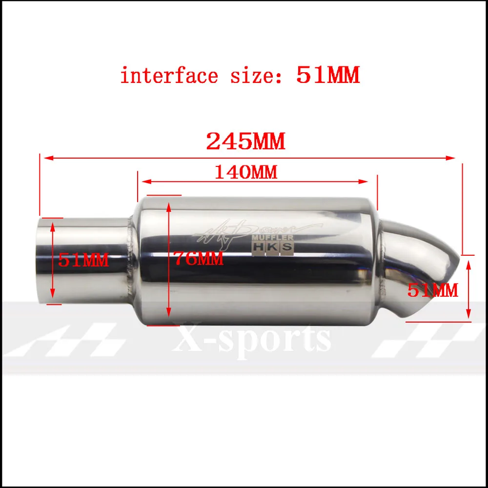 Car Motorcycle Styling Exhaust System Muffler Tail Pipe Tip Universal High Quality Stainless Steel ID 51mm 63mm Free Shipping