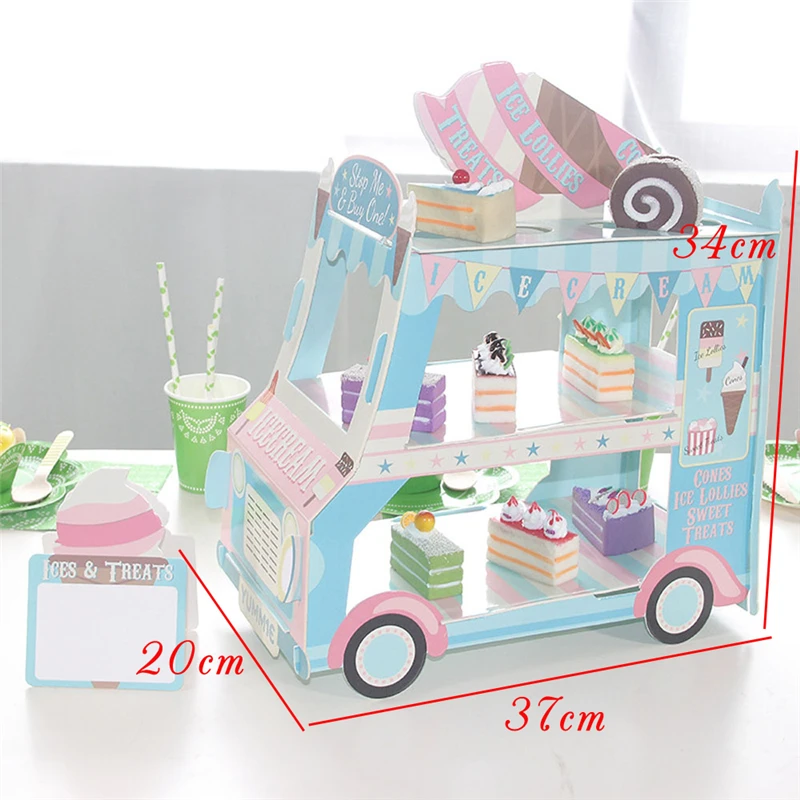 1 комплект 37*34*20 см фургон с мороженым Стенд АВТО Дисплей Стенд для детей день рождения украшение для торта держатель конфеты сладости дисплей