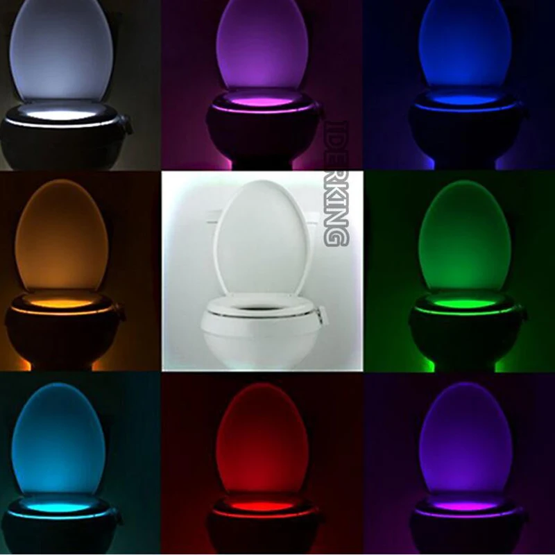 8 Colors PIR Motion Sensor Toilet Seat Night Light Waterproof Backlight