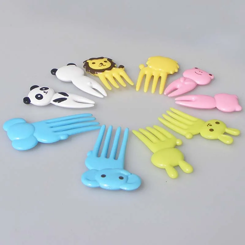 10Pcs/Set Cute Mini Fruit Fork Reusable Kawaii Animal Fruit Fork Tableware Multiple Use Snack