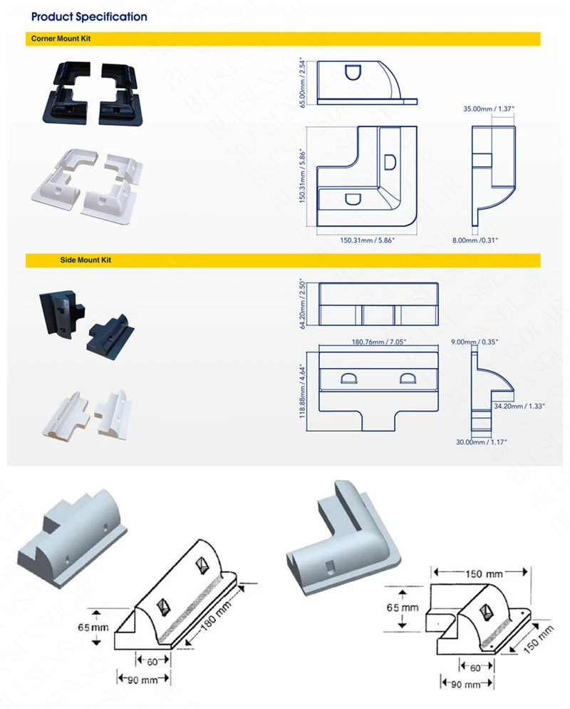 kit de montagem de painel solar abs com cabo de tamanhos ideais para trailer