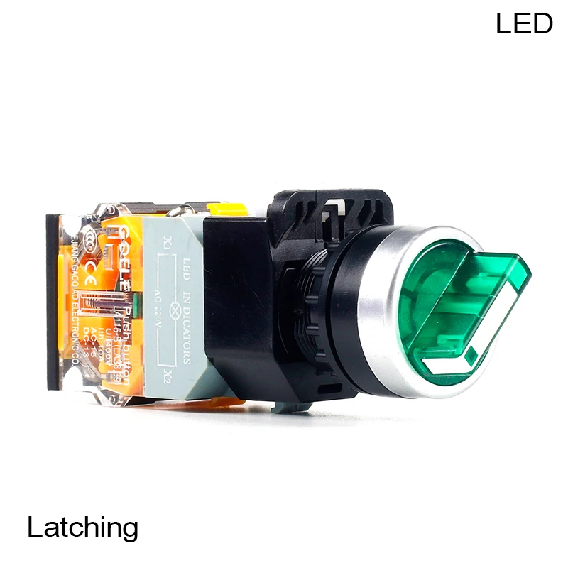 

5 PCS Push button switch Short handle 3-Position Latching Waterproof IP65 1NO 1NC 1NO+1NC 1NO+1NO 1NC+1NC LA115-B8-11XD-R31