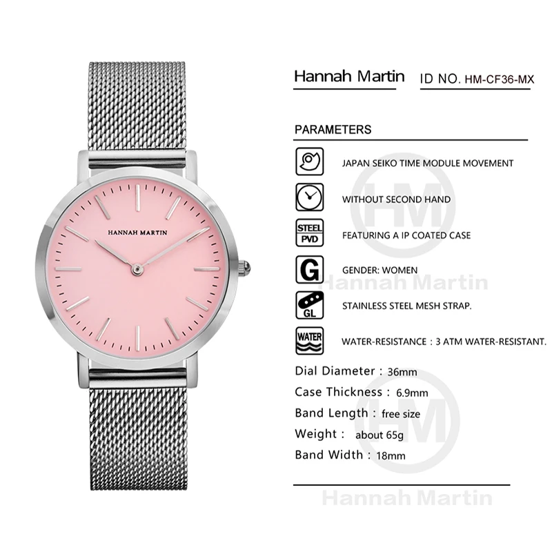 2018 Fashion Women Watches Steel Mesh with Waterproof Quartz Clock Female Wristwatch Simple Student Pink Watch 3