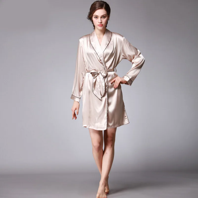 Stain Silk Robe Vintage Women Nightwear Spring Elegant Bridesmaid Robes