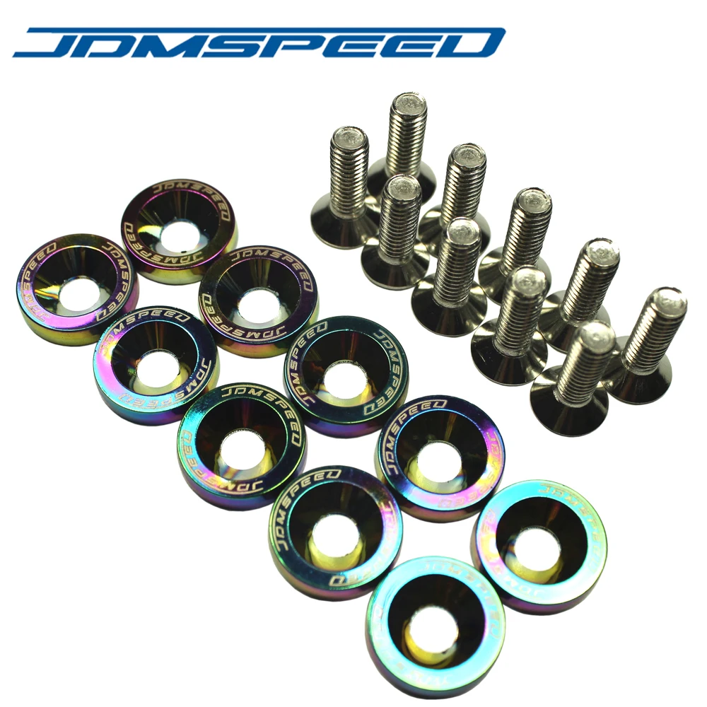 20pcs Neo Chrome Billet Aluminum Fender Bumper Washer Bolt Engine Bay Screw Kit