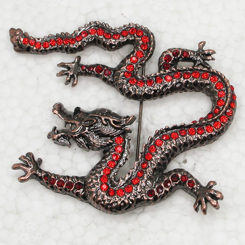 

Dragon Brooch Red Rhinestone Pin brooches C343 C3