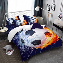 3D Football Design Bedding Set Water Fire Print Duvet Cover Set Soccer Ball Fans Bedding Pillowcase Bedclothes roupa de cama