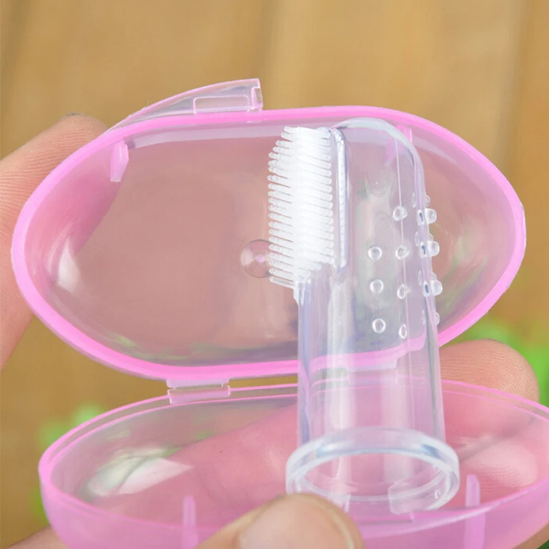 1PC Silicone Baby Finger Toothbrush and Box Children Teeth Clear Rubber Kids Massager Cleaning Tooth Brush Infant Brush