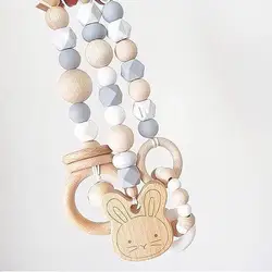Детские коляски кулон мультфильм кролик из бисера Детские деревянные игрушки из бисера новорожденных кровать кулон украшения Nordic Стиль