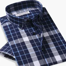 Новинка, летние мужские клетчатые рубашки с коротким рукавом, хлопок, высокое качество, брендовые дышащие, мужские, умные, повседневные рубашки