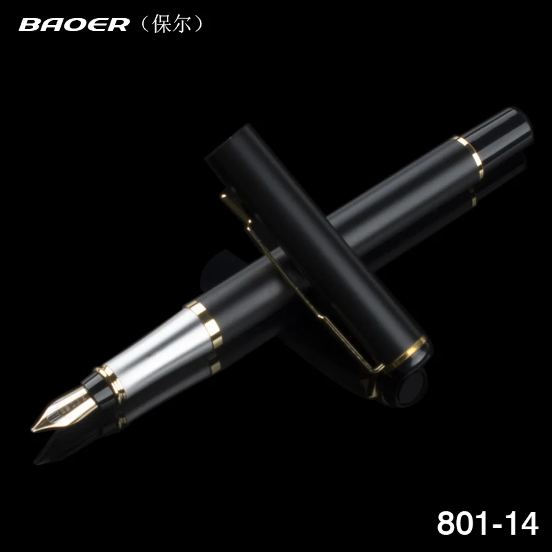 Baoer 801, перьевая ручка с золотым и серебряным наконечником, канцелярские принадлежности для школы, офиса, подарка на день рождения, металлическая перьевая ручка - Цвет: Y