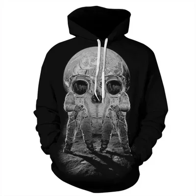 

2019 New Fashion Cap Hoodies For Men/Women 3d Sweatshirt Print Astronaut Moon Landing Hooded Hoodies Pullover Hoody