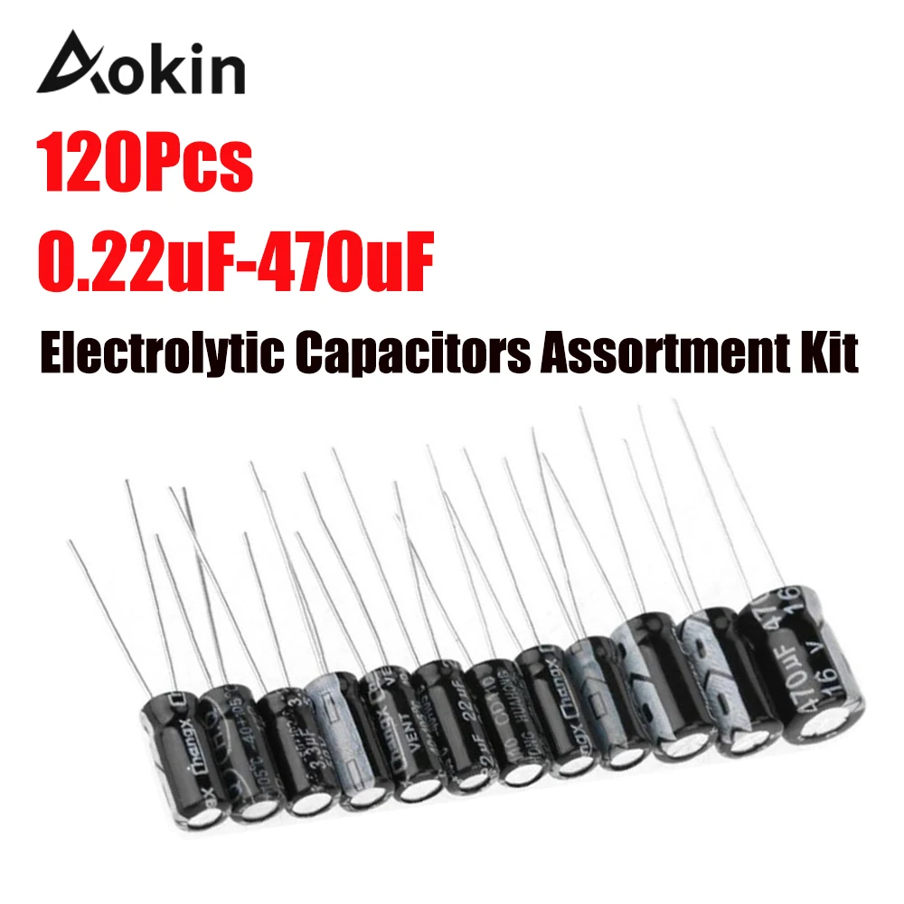 120pcs 12 value kit 1uf 470uf electrolytic capacitor assortment set pack 1uf 2 2uf 3 3uf 4 7uf 10uf 22uf 33uf 47uf 100uf 470uf 120pcs 1set 1UF 2.2UF 3.3UF 4.7UF 10UF 22UF 33UF 47UF 100UF 220UF 470UF Aluminum electrolytic capacitor assortment kit